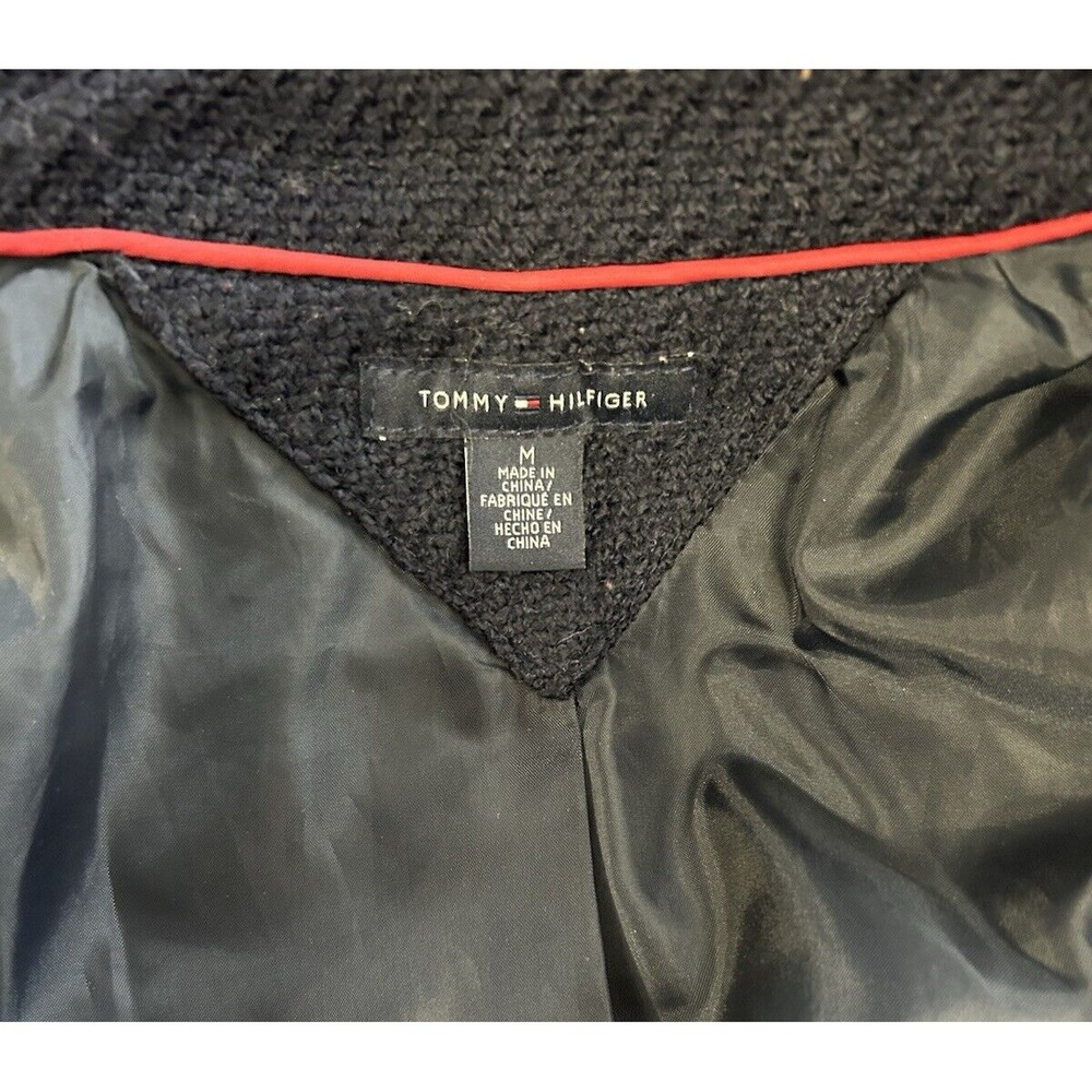 Tommy Hilfiger Wool Blend Navy Peacoat Reefer Jacket Fisherman Coastal Sz Medium - Picture 12 of 14